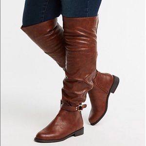 Wide calf knee high slouchy boots